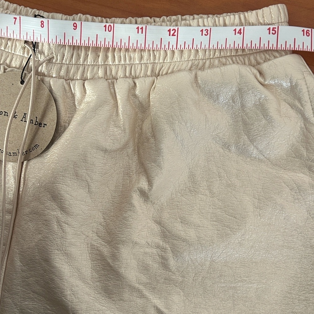 High-Rise Cream Athletic Drawstring Shorts for Women - Picture 9 of 14